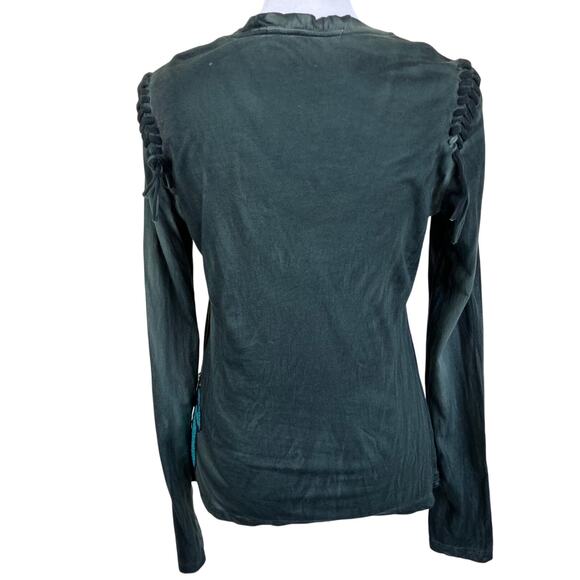 Fornarina LTD Vtg Y2K Tie-dye Scoop Neck Top Blouse Lace-up Shoulders Sequinned - Picture 6 of 16